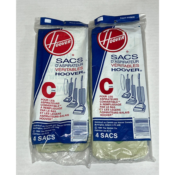 2 Packs Genuine HOOVER C Type Vacuum Bags 8 Bottom Fill Lightweight Upright New - Picture 1 of 3